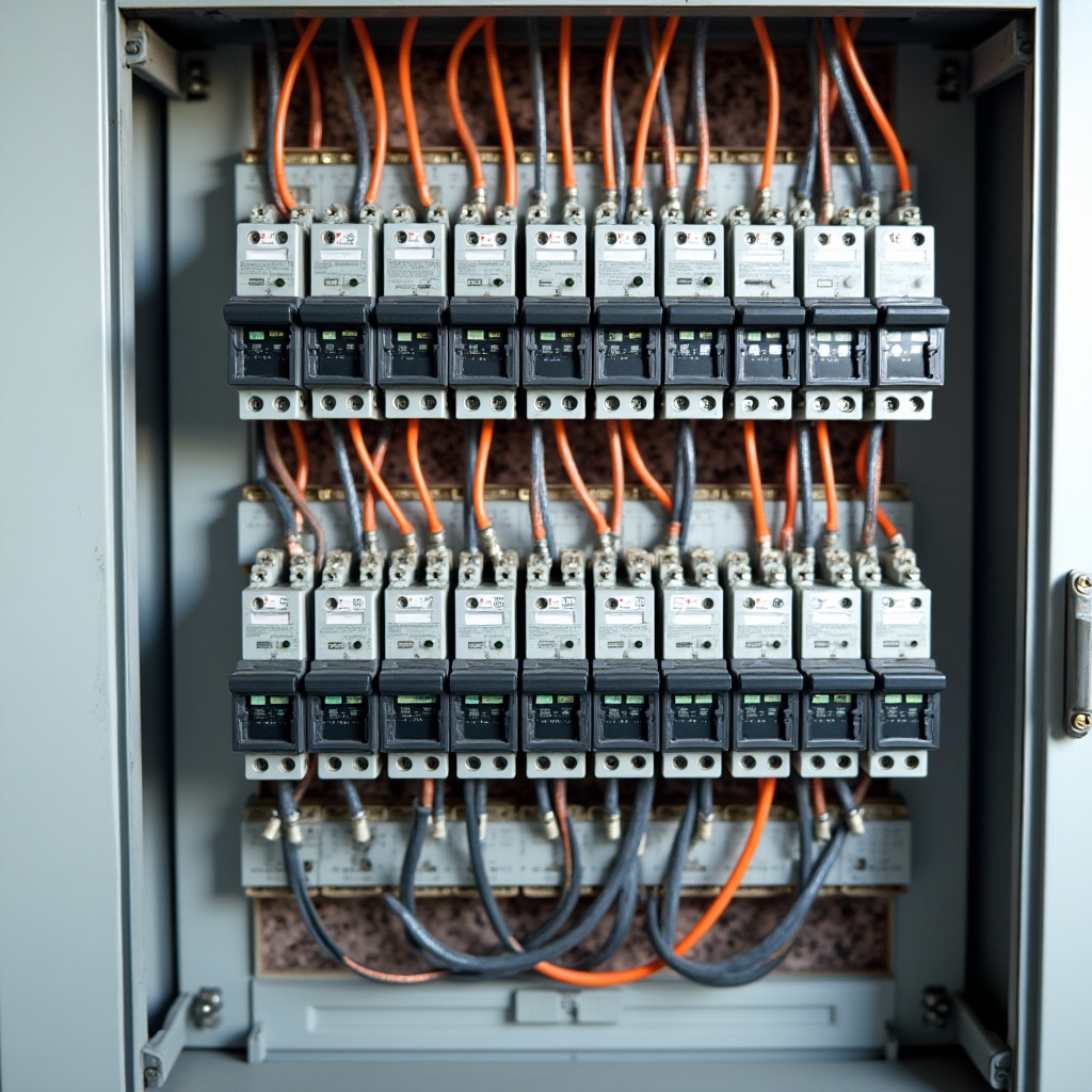 Newly installed modern electrical panel with proper cable management